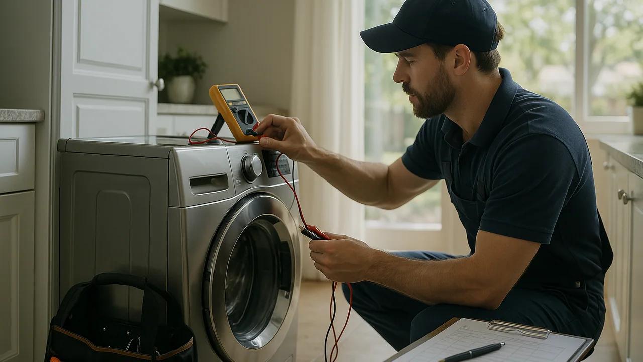 Appliance repair workflow with specialized tools on modern kitchen counter